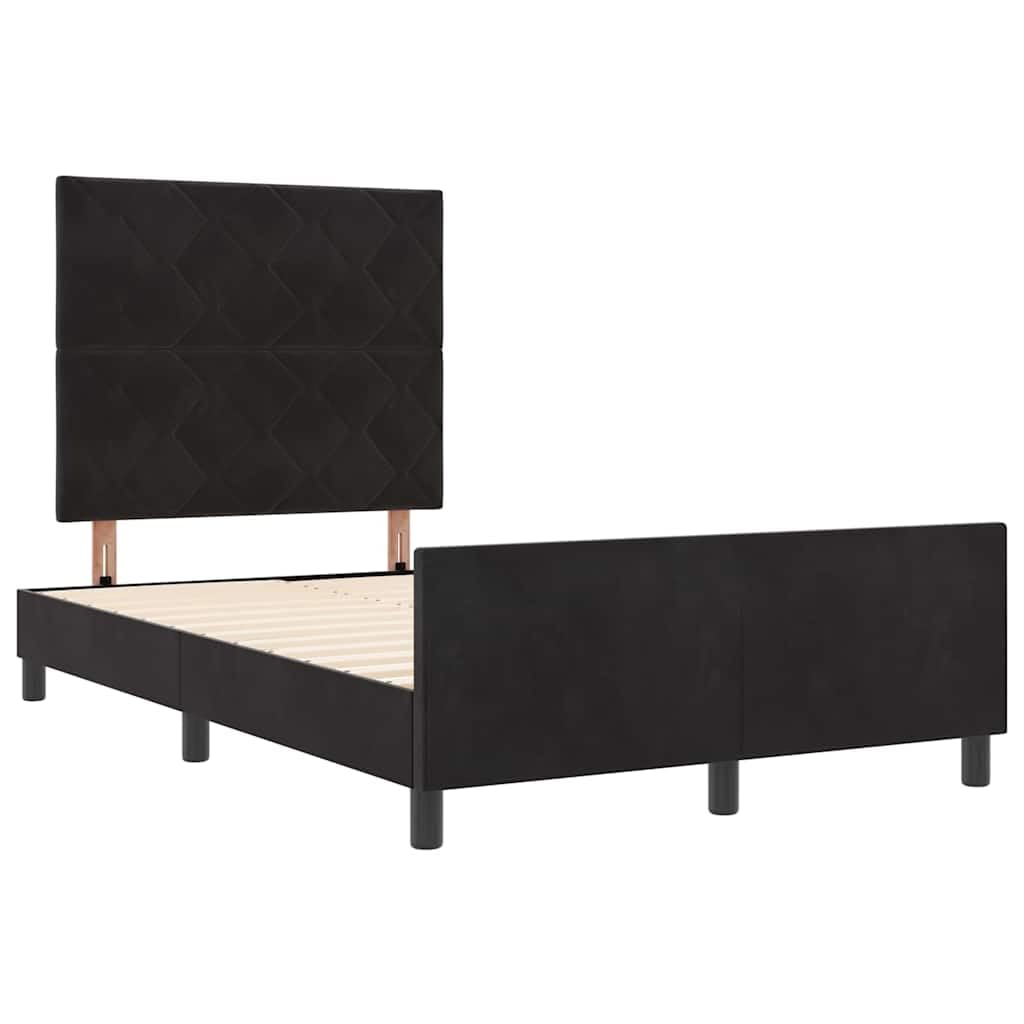 Velluto premium legno massello Modern Box letto 120x190 cm Nero