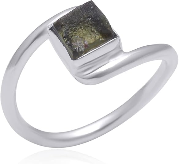Czech Republic 100% Natural Moldavite Ring For Women Solid 925 Sterling Silver Minimalist Moldavite Birthstone Ring For Her Christmas Valentine Promise Gift For Her2