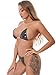 FEESHOW Women Transparent Strap Micro Bikini Sexy Brazilian PU Leather Push Up Clear Strap Thong Swimwear Black Small