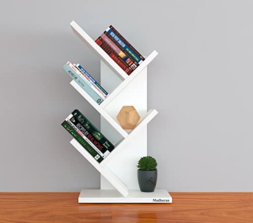 Image of Madhuran Studio Engineered Wood Tabel Accessories Books Stands Shelf (Matte, White) Library Office Bedroom Home Decor Items Living Room Bookends Show