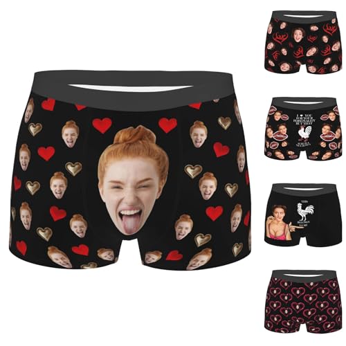 Individuelle Foto-Boxershorts für Herren, lustige Boxershorts, romantische Paar-Shorts mit Gesicht auf personalisierten Geburtstagsgeschenken für Freunde, Ehemann, Jokey, eng anliegende Slips zum