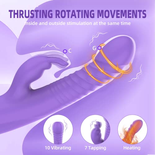 Vibration für frauen Vibrator Dildo Sex Spielzeug für die frau mit 10 Teleskopdrehung & 10 Vibrationsmodi, G-punkt mit Stoßfunktion und Rabbit Vibratoren für Sie Klitoris Erotik Für Paare frauen – Bild 4