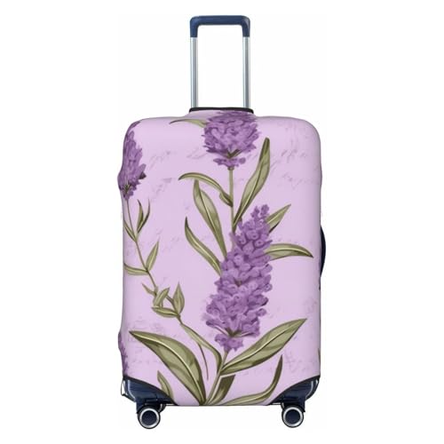 Lavender Stamp Print Luggage Suitcase Covers Elastic Washable Luggage Protector Luggage Covers For Suitcase