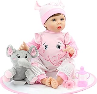 Aori Reborn Baby Dolls Girl 22 inch Realistic Newborn Baby Doll Weighted Lifelike Toddler That Look Real with Elephant Jumpsuit and Toy in Gift Box