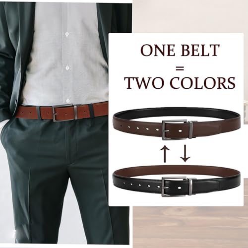 Reversible Leather Belts for Men with Rotated Metal Buckle Fashion Men Belts2