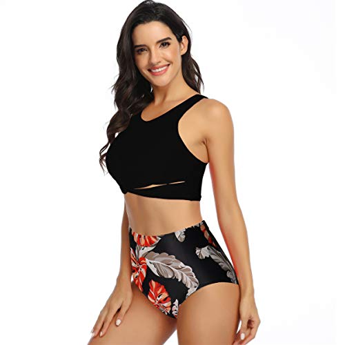 Swimsuit for Couples Matching Swimwear Tropical Plant Monstera Men Swim Trunks Women Bikini 2-Piece Suit3