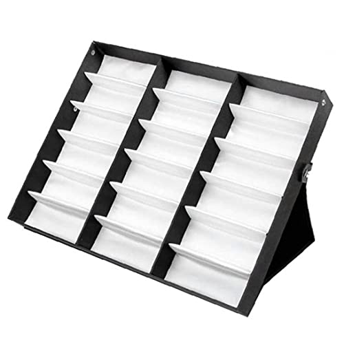 LjzlSxMF 18 Gafas reticulares Vitrina, Gafas de Sol Gafas de Almacenamiento del Soporte del Caja con Tapa Plegable Cover