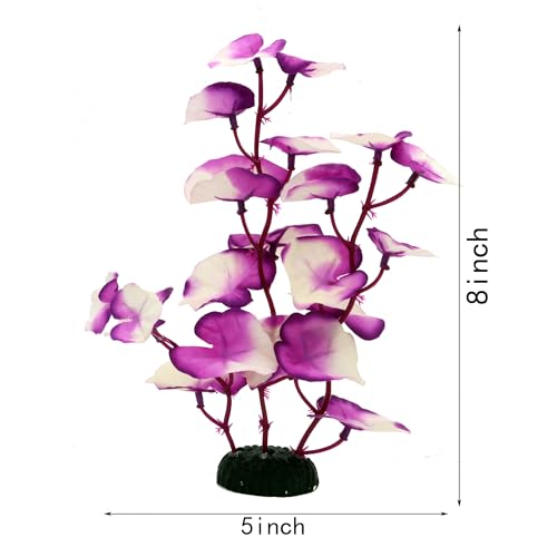 Image of Silk Aquarium Plants for Betta Fish Tank, Purple-White, 8 Inch | 2 Pcs, Aquatic Water Grass Decoration, Small