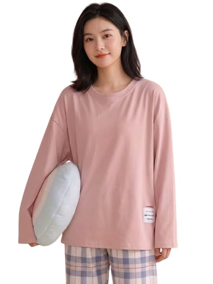 Women's Long Sleeve Raglan Pyjama Set, Blue and Cream, 100% Cotton, Cartoon Print Lounge Nightwear-image-20