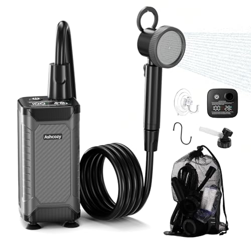 Ducha portátil para camping, bomba recargable de 8000mAh con pantalla LED inteligente y cabezal filtrado para uso en exteriores