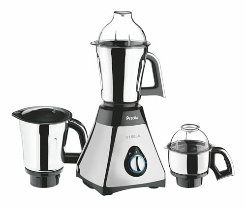 Comparison: Best Mixer Grinder For Indian Cooking 6 Preethi Steele 3-Jar Mixer Grinder, 550-Watt, Silver
