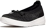 FitFlop Women's Super-Q Bow Knit Ballet Flats, Black, 9