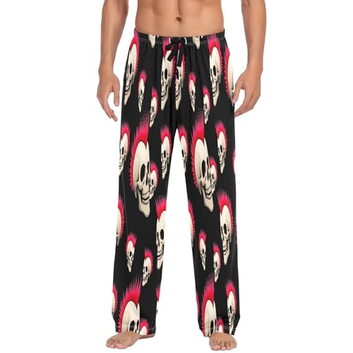 Qilmy Halloween Fun Skeleton Men's Cotton Pajama Pants, Lightweight Lounge Sleepwear with Drawstring and Pocket2