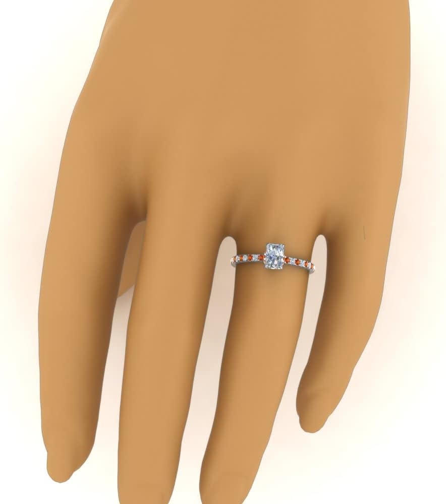 Choose Your Gemstone Radiant Shape 925 Sterling Silver Halo Engagement Ring Lightweight Office Wear Everyday Gift Jewelry Hidden Halo Petite Diamond CZ Ring : US Size 4 to 12