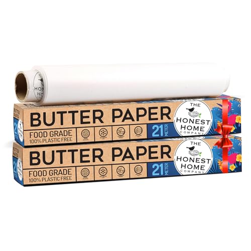 Image of Honest Home Butter Paper Roll Combo | 42 Meters | Pack of 2 (21M + 21M) | 40 GSM | Food-Grade Wax Coated | Easy Tear Cutter | for Food Prep, Wrapping & Storage