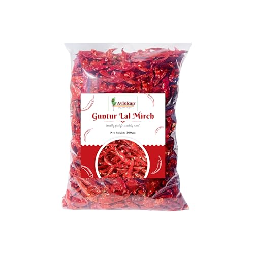 Image of Avlokan Guntur Stemless Red Chilli - 100% Natural, Hot & Spicy Dried Red Chilli | Guntur Sabut Lal Mirch (Guntur Stemless Red Chilli, 500 grams)