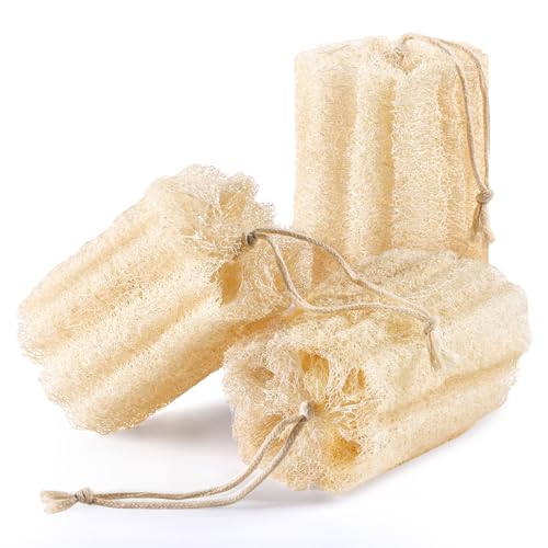 3 Pack Egyptian Natural Loofah Exfoliating Body Scrubber