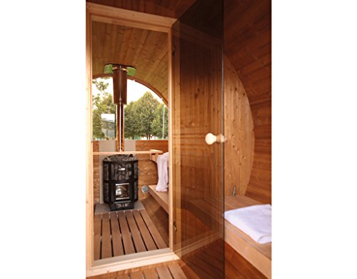 Wolff Finnhaus Saunafass 400 de luxe montiert DS schwarz-2