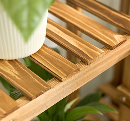 Xxjjdt Lyx Solid Wood Flower Stand, Solid Wood Flower Stand Balcony Multi-Layer Landing Green Radish Flower Pot Holder Wooden Living Room Indoor Succulents Carbon Baking Assembly #TOP4