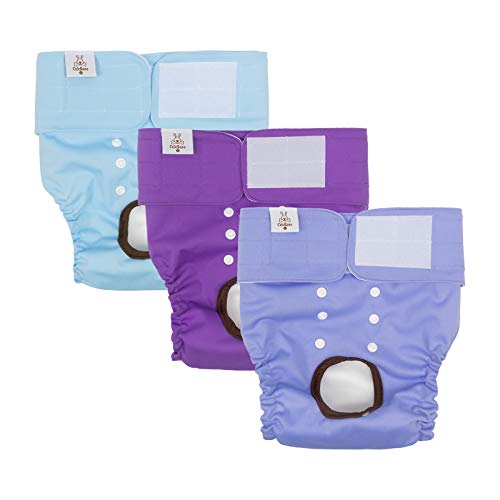 Image of CuteBone Dog Diapers Female Washable Small Medium Large 3 Pack Reusable Doggie Diapers Puppy Period Pants for Doggy Heat Cycle Peeing