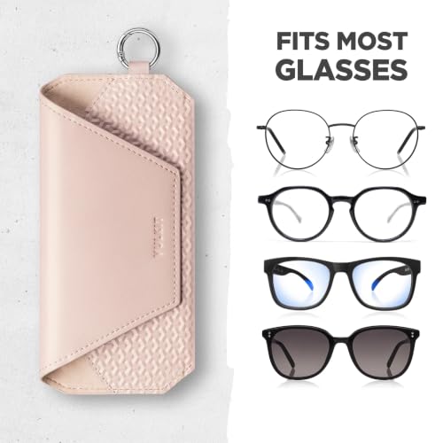 Image of VULKIT Portable Leather Eye Glasses Case for Women & Men, Slim Sunglass Case, Unisex Eyeglass Case