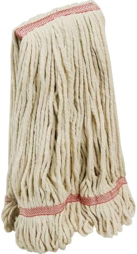 Libman Commercial 972 Medium Looped-End Wet Mop, Recycled Cotton Blend, 18 oz., White with Red Bands (Pack of 6) image 4