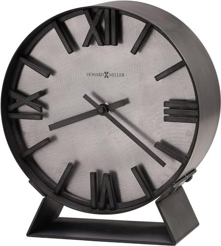 Howard Miller Mullan Mantel Clock II 549-749 – Aged Silver Finish, Deep Bent Iron Metal Frame, Machined Steel Background, Antique Home Decor, Quartz Movement