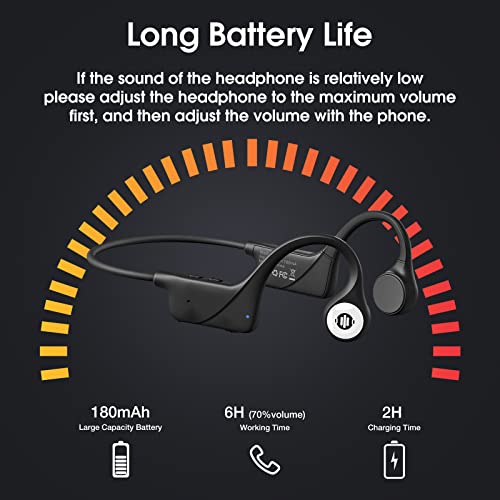Marlall Bone Conduction Headphone, Bluetoth Open-Ear/Air Bone Earphones/Earbuds With Mic, Wireless Sport Headphone For Workout, Running, Cycling, Hiking, Gym, Climbing, Driving (Black) #TOP3
