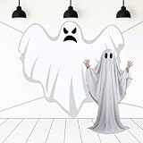 Panelee Halloween Ghost Backdrop Decorations 71 x 69 Inch Large Ghost Backdrop Banner Spooky Halloween Photograph Background for Indoor Outdoor Yard Wall Decor Trick or Treat Party Supplies