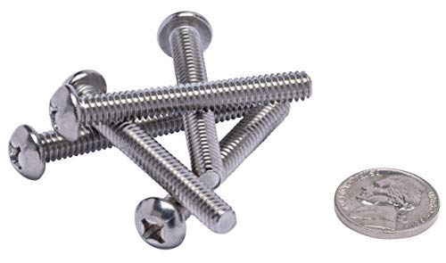 1/4"-20 X 2" Stainless Phillips Round Head Machine Screw, (25pc), Coarse Thread, 18-8 (304) Stainless Steel, by Bolt Dropper