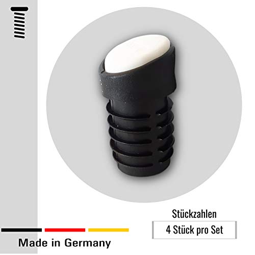 4 piedini in plastica, per gambe tonde inclinate