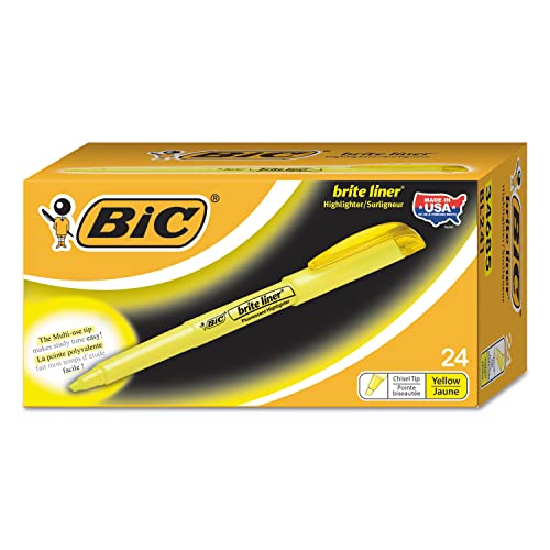 BIC Brite Liner Highlighter, Chisel Tip, Yellow, 24-Count