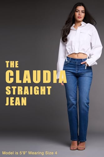 Women's Claudia Stretchy Pull-On Mid-Rise Straight Leg Jean4