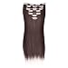 15" Clip in Synthetic Hair Extensions 2# Dark Brown 7pcs 70g