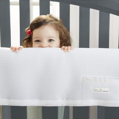 Image of BreathableBaby Breathable Mesh RailGuard Teething Cover - 51 inch Long Panel (1) - Fits Most Full-Size and Does Not Fit Mini Cribs - Use with Coordinating Short Panels - Light Pink