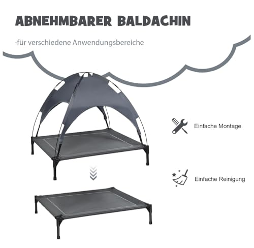 SOARS Hundeliege, Hundebett mit Baldachin abnehmbar, erhöhtes Hundesofa, Haustierbett, Katzenliege, Katzenbett für Indoor & Outdoor (90 x 81 x 86cm)