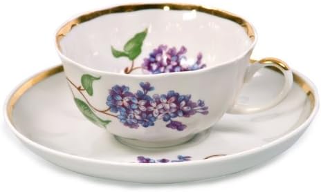 Teacup and Saucer from the Lilac Tea Set Dulyovo Porcelain Factory