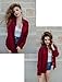 HOTOUCH Waffle Tops for Women Loose Long Sleeve Button Down Shirt Trendy Fall Collared Lightweight Shacket Burgundy L