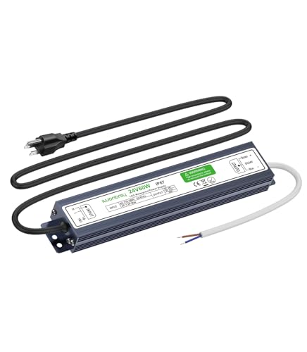 Image of LED Driver 60 Watts Waterproof IP67 Ultra Thin 0.87in 24V 2.5A DC Output Low Voltage Transformer Outdoor Power Supply Adapter for LED Strip,Landscape Lighting Project, and Any 24V LED Lights