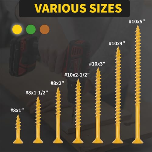 Image of Wood Screws 1 Inch, FIXLINK Deck Screws #8 x 1, 150 PCS, Epoxy Coated, T25 Star Bit Above 1500 Hour Salt Spray Coating Outdoor Decking Screws Excellent Rust Resistant for Outdoor Wood Fence