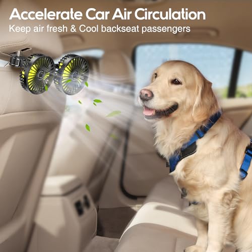 Dealswin Car Fan for Backseat kids, Dual Head USB Car Seat Fans, 360° Rotatable Strong Wind Rear Headrest CarFan for Baby, Air Circulation Fan with Adjustable Clip for Vehicles SUV RV by Dealswin - Image 7