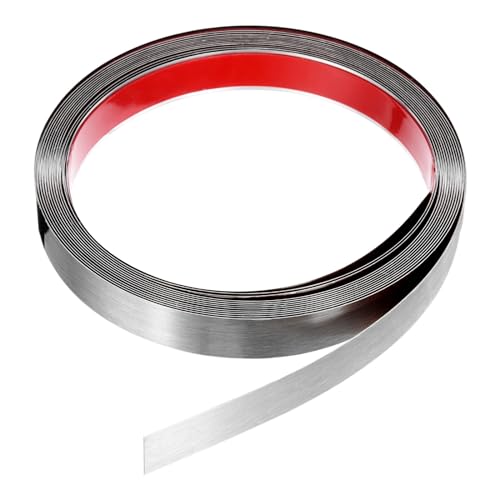 QUARKZMAN 19.7 pies x 0.79' Moldura de Pared Autoadhesiva de Acabado de Acero Inoxidable Cepillado, Tira de Metal Autoadhesiva, Suelo, Gabinete, Azulejos, Color Plata