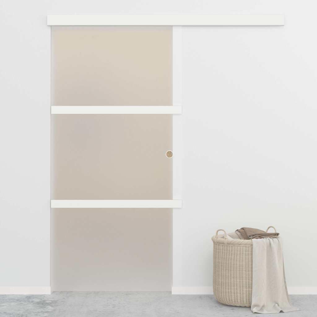 Porta Scorrevole in Vetro ESG e Alluminio Argento 90x205 cm
