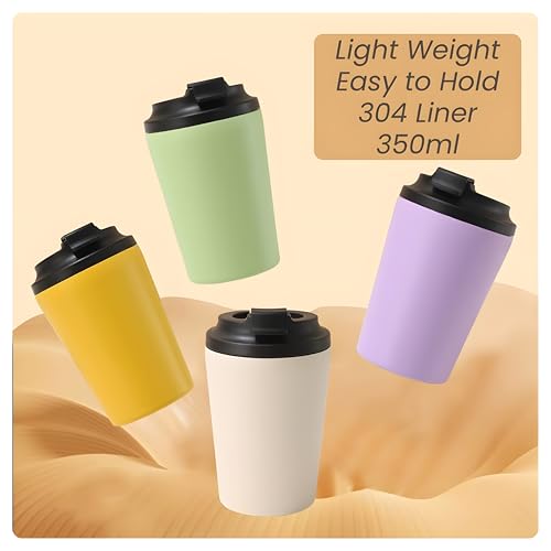 Image of Motka 350ml Coffeemate Vacuum Insulated Cup| Stainless Steel Travel Coffee Mug with Leak Proof Lid| Fat Bottomed Tumbler| Double Wall Portable Thermal Flask| Sipper for Hot and Cold Drinks (Aqua)