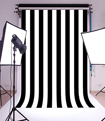 Fondos Fotográficos Rayas Verticales 3x5ft Blanco y Negro miniatura 2