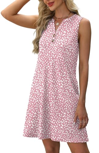 Image of XIEERDUO Summer Dresses for Women 2026 Beach Vacation Clothes V Neck Button Sundresses with Pockets