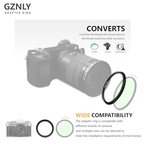 Image of 58mm to 55mm Step-up Adapter Rings Filter Adapter Black Metal Step Down Filter Ring Adapter Compatible with All Brand UV CPL ND Camera Lens Filter Stepping Rings (58mm-55mm)