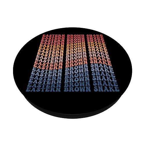 Eastern Brown Snake Groovy Retro PopSockets Swappable PopGrip, Black - Image 2
