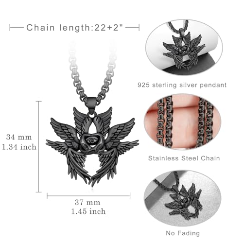 Biblically Accurate Angel Necklace 925 Sterling Silver/Black Angel Wings Necklace Seraphim Jewelry Gifts for Women Men4