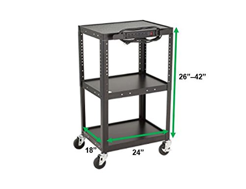 Carro AV Metálico Norwood Altura Ajustable con Enchufe Negro miniatura 7